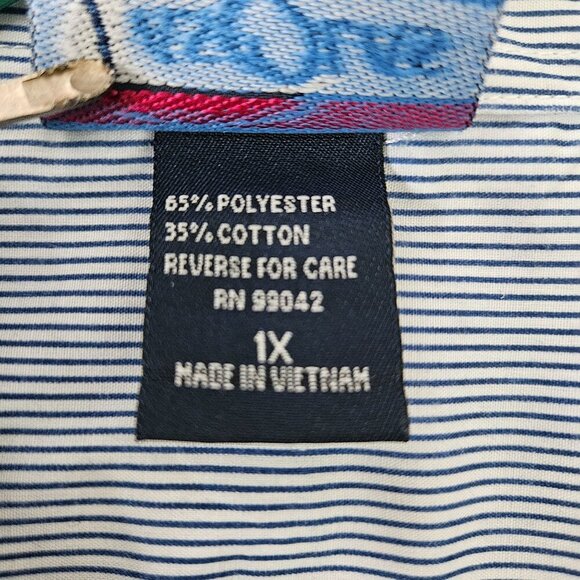 Michigan Wolverines Button Shirt Size 1X Las Olas Stripe Rhinestone NCAA Vtg 90s - Picture 4 of 16